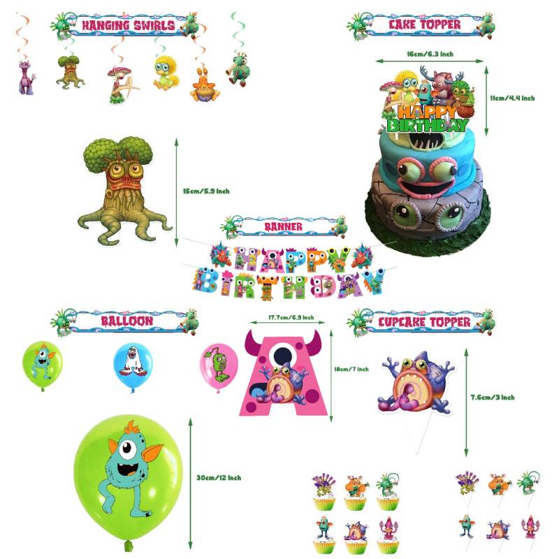 My Singing Monster Party Supplies Balloons Flag Cake Toppers And More ...