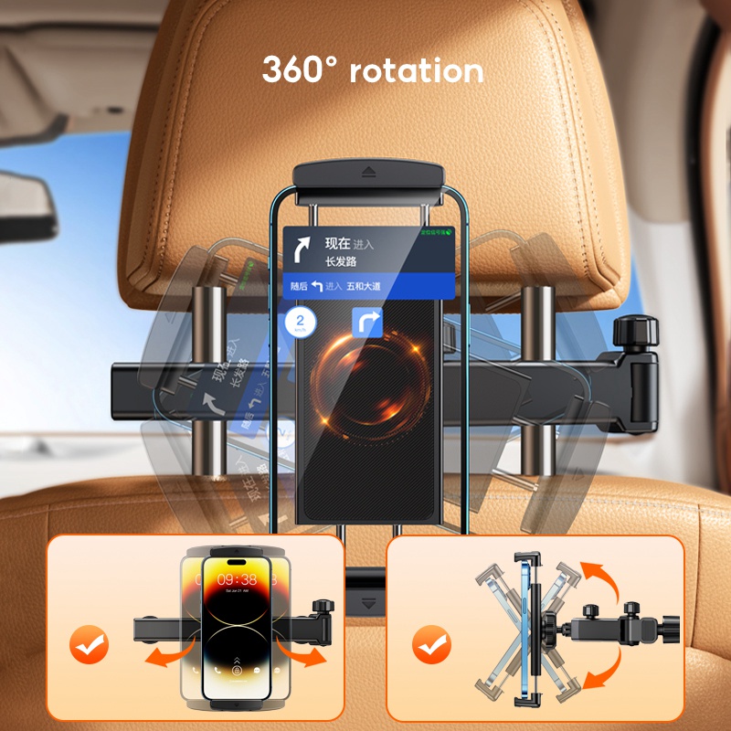 Car Seat Backrest Double Hook – Suede & Metal, Multifunctional Hanger For Bags, Wallets, Phone, For Rear Seat, Brown