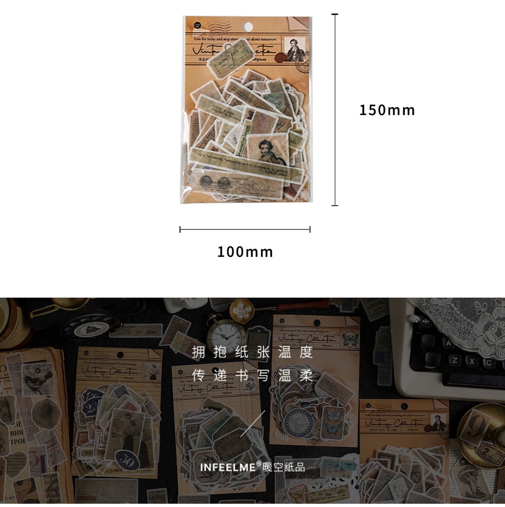 Journamm 100pcs/pack Vintage Scrapbooking Sticker Washi Paper DIY Photo ...