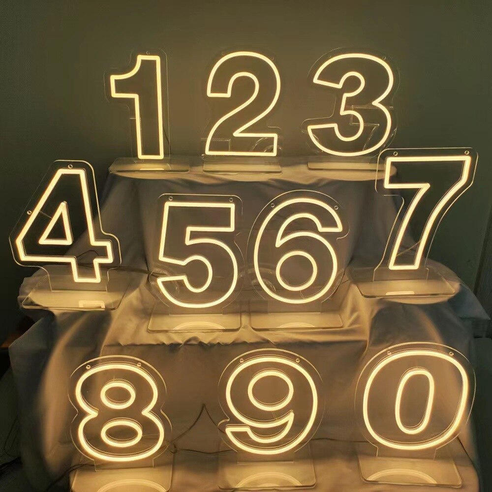 38cm Led Neon Number Signs Light USB Powered Acrylic LED Neon Lights