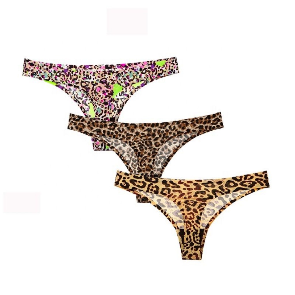 Zent 3pcs/lot Seamless Panties Ladies Thong Plug Size Women G String Low  Waist Panty Leopard Ice Silk Intimate Underwear S-4XL : :  Fashion