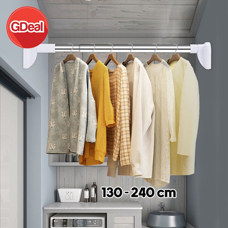 GDeal 130240cm Retractable Telescopic Stainless Steel Shower Curtain