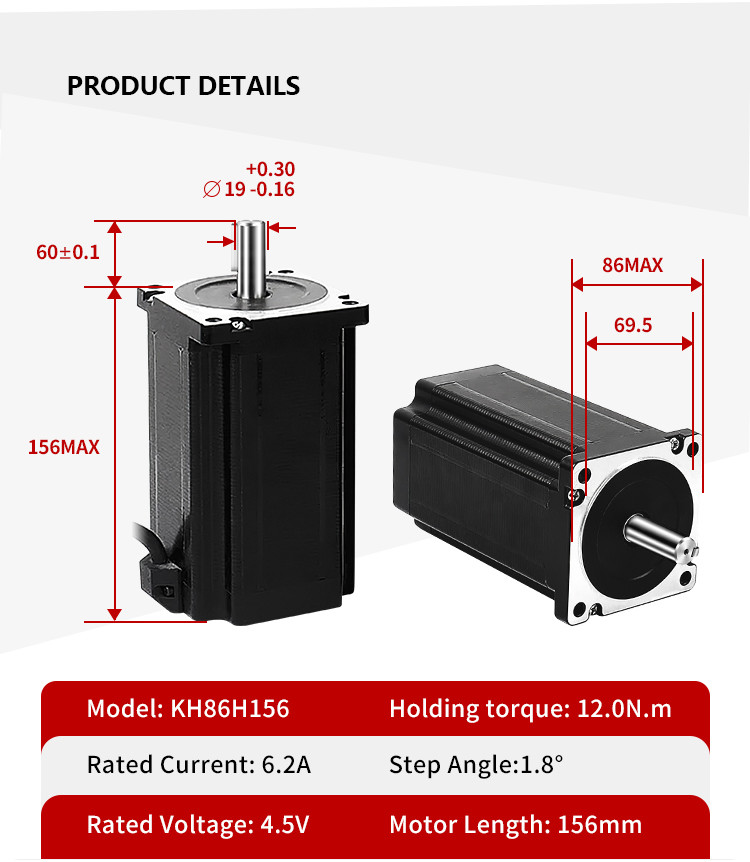 Nema34 Stepper Motor 1.8 Degree 2 Phase High Torque 12N.m Nema 34 ...