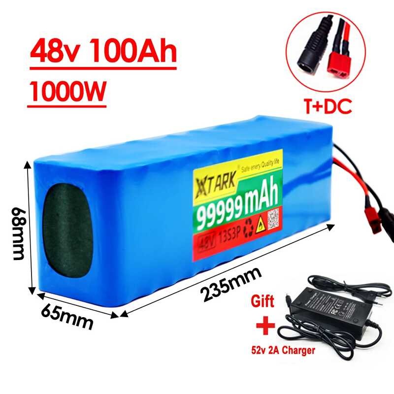 Batteria EBike 48V 100Ah Impermeabile - Perfetta Per Scooter Elettrici 250W-1000W, Con Caricabatterie 54.6V 2A E Connettore XT60