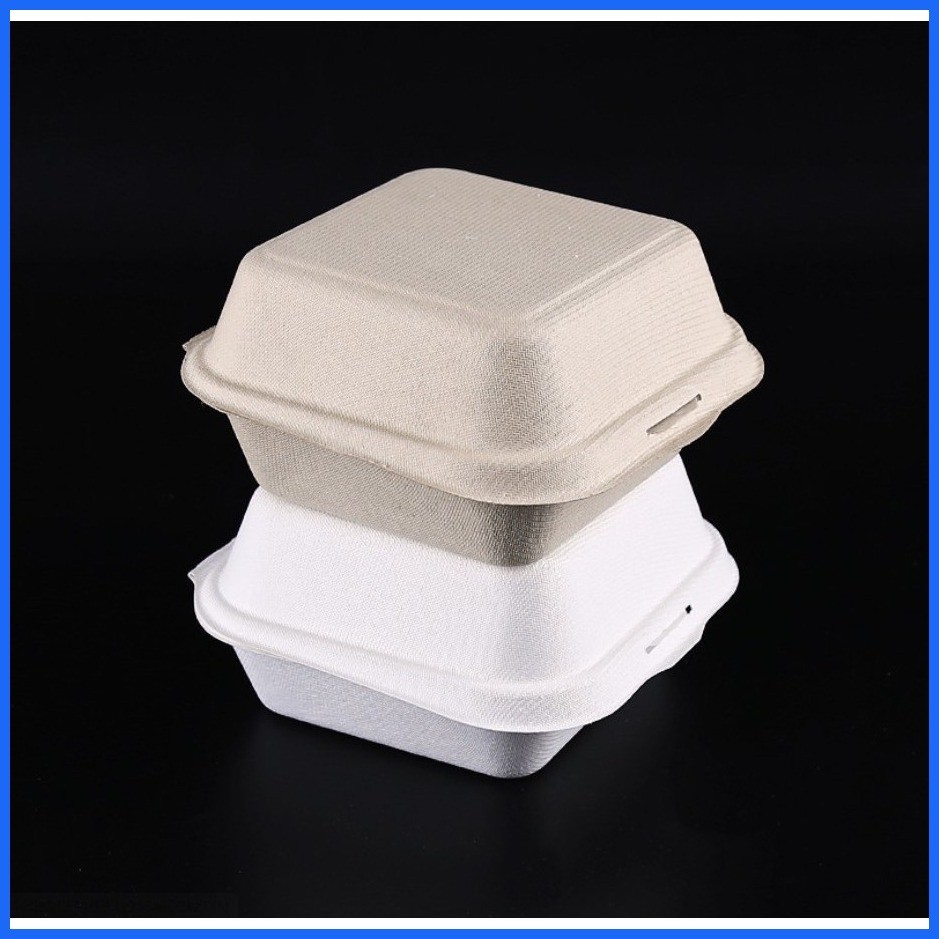 PER 5 pcs] 450ml Clamshell Burger Box/Cake Box Sugarcane Bagasse Pulp ...