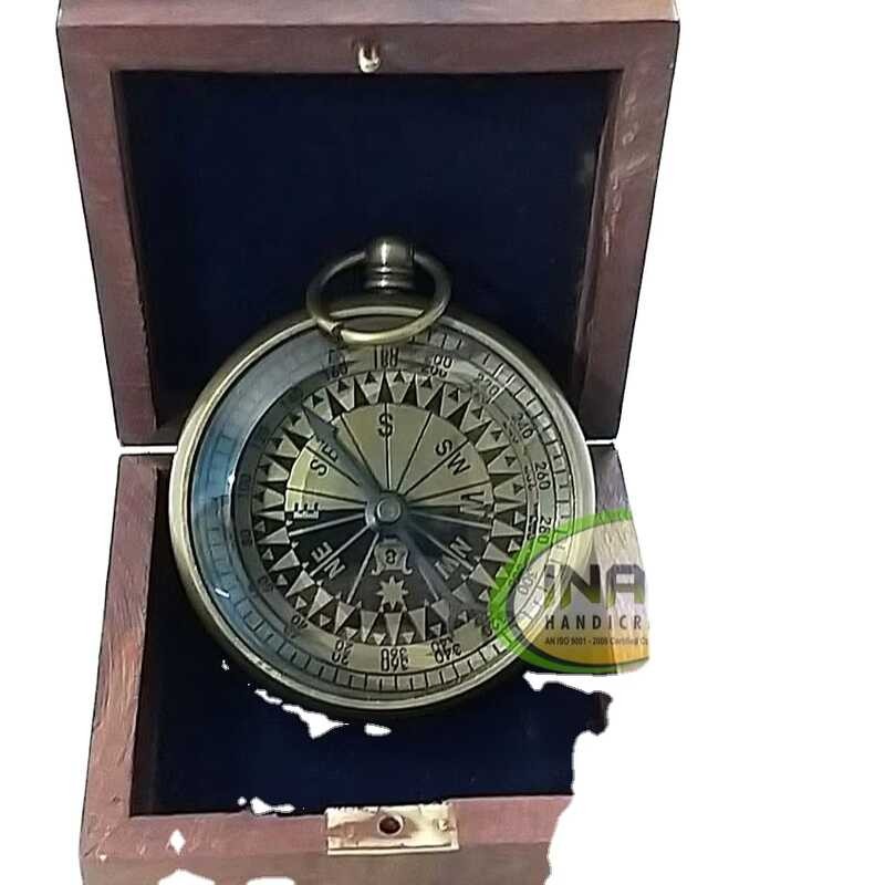 Best Quality Nautical Marine Compass With M Wood Box | Shopee Philippines