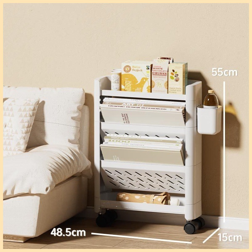 Movable Bookshelves 3/4 Layers with Wheel Trolleys Racks Book Storage ...