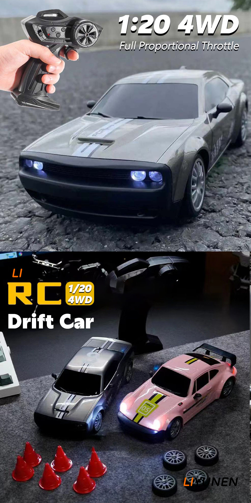 1/20 4WD RC Drift GTR Car Air Force Gray Racing Nissan Car Remote ...