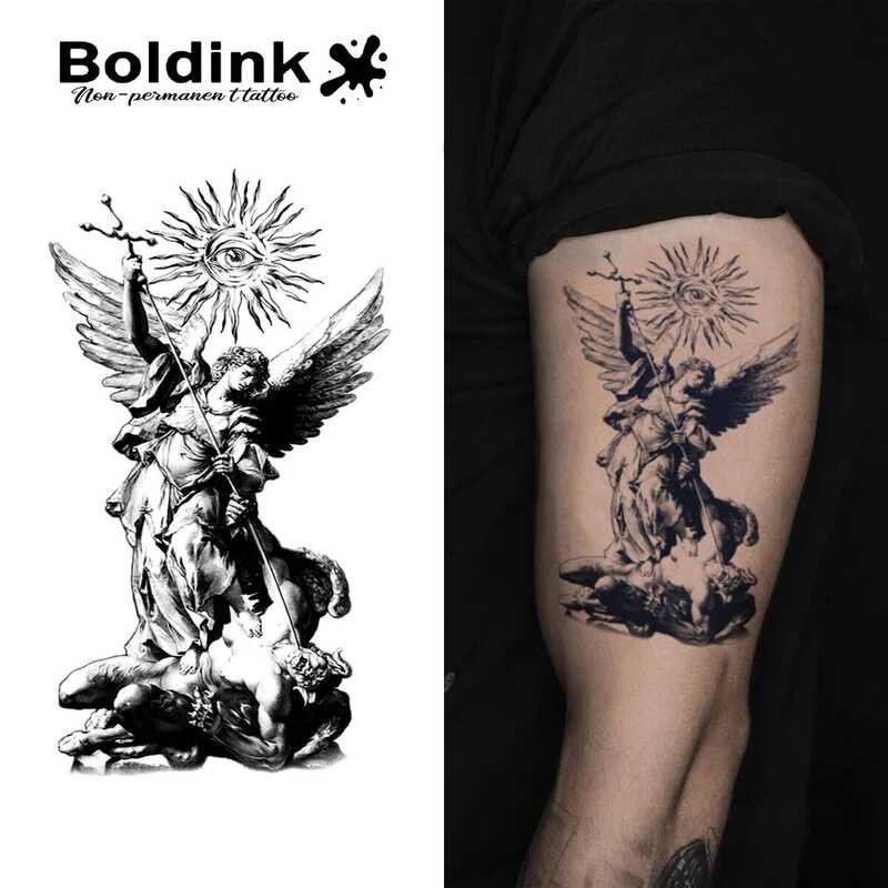 Cod Waterproof And Durable Custom Tattoo Stickers Archangel Michael ...