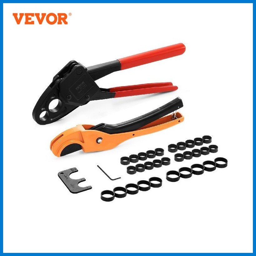 VEVOR PEX Pipe Crimper Tool Kit Angle Dual Head Combo PEX Crimping for ...