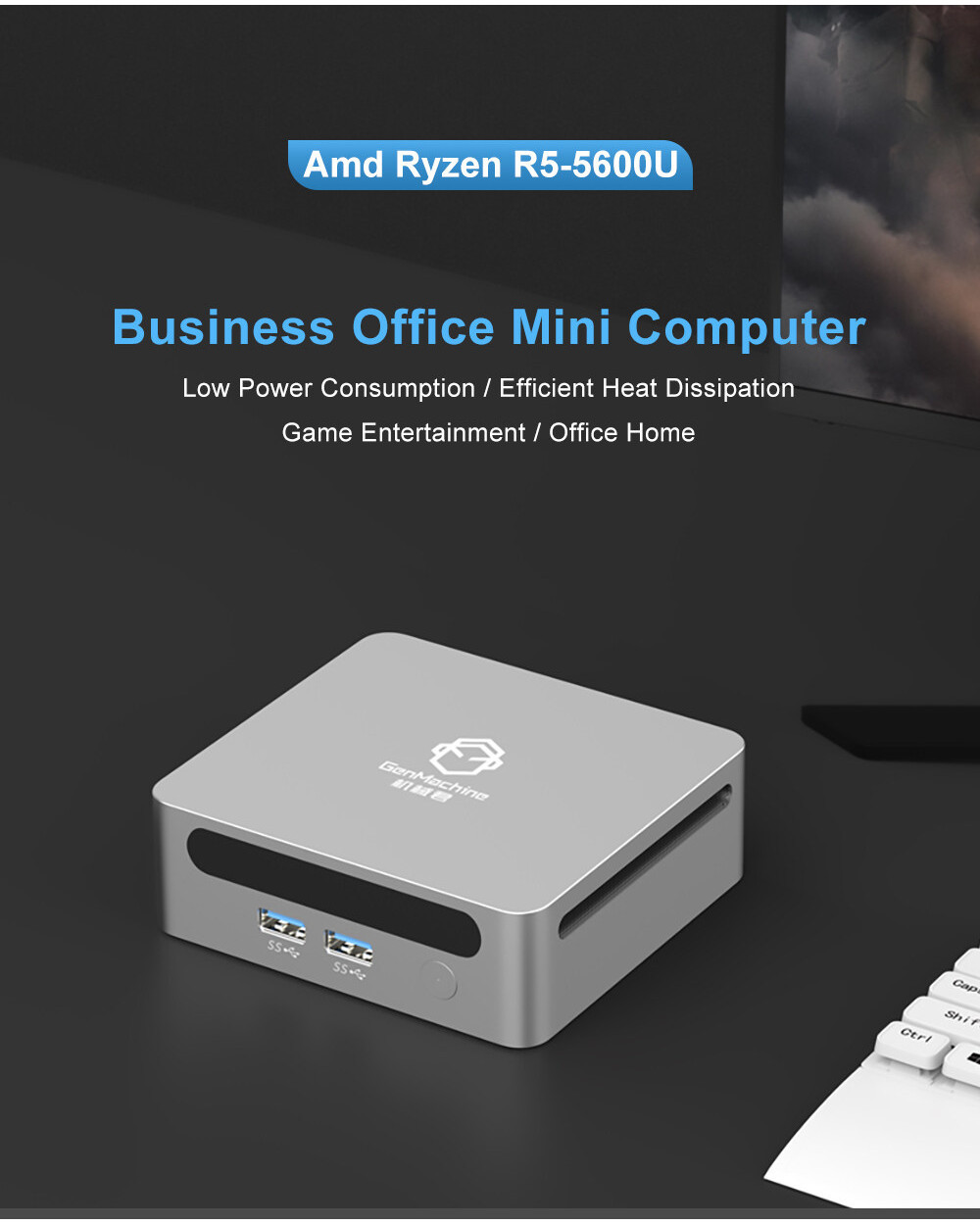 Mini PC AMD Ryzen 5 5600U Windows11 6 Cores 12 Threads WiFi6 BT5.2 DDR4 ...