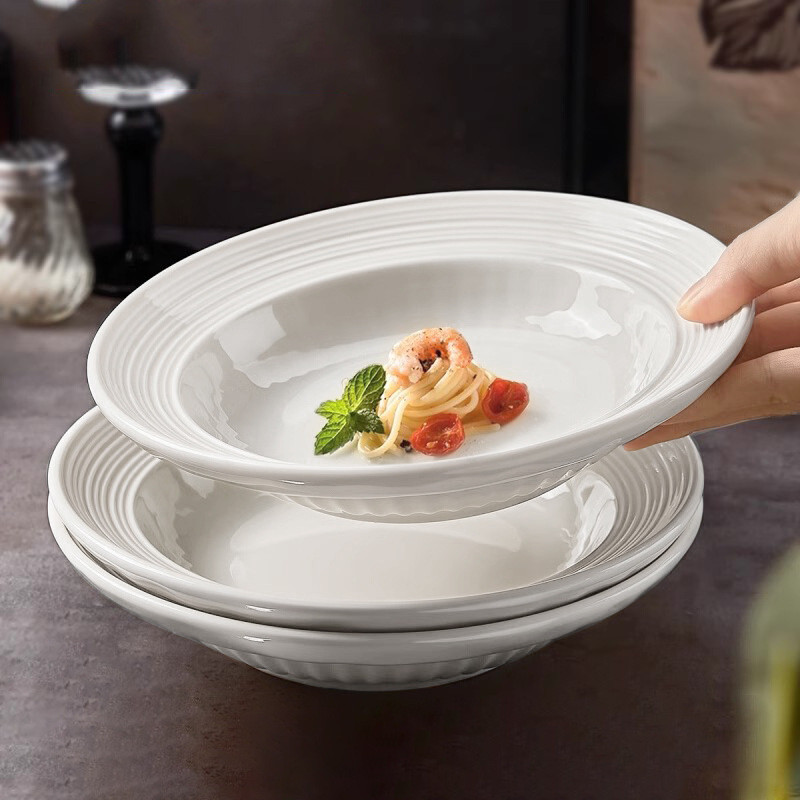 COD COD Ins Style Simple Threaded Western Food Plate High-end Household ...