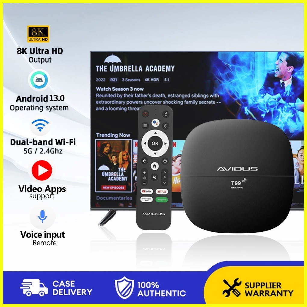 ⭐ 2024 Latest Version T99 ATV Smart 8K HDR Wi-Fi TV Box Android 8G RAM+ ...
