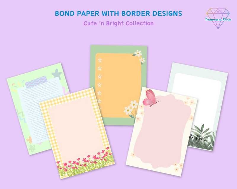 Short A4 One Bond Or Photo Paper With Border Designs Stationery | Cute ...