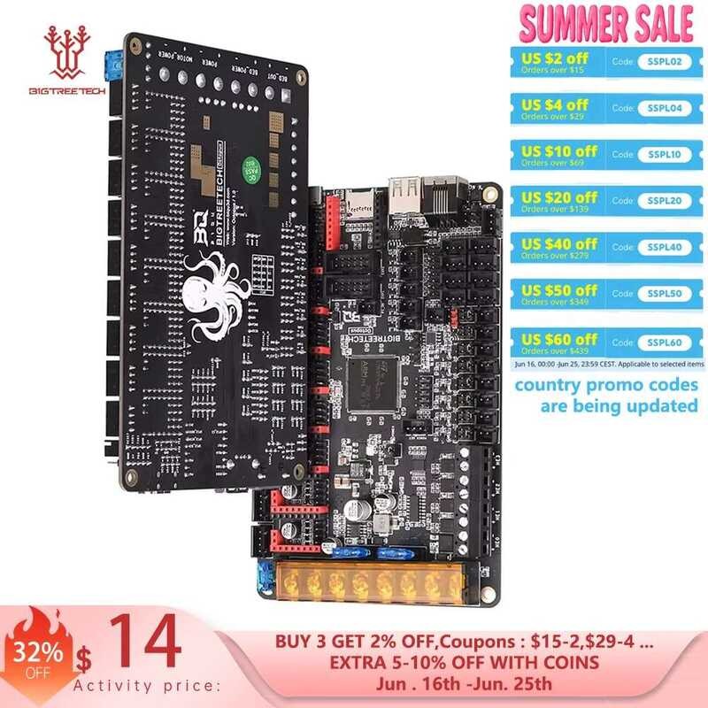 W BIGTREETECH BTT Octopus V1.1 32 Bit Motoard Tmc2209 Tmc2208 VS Spider ...