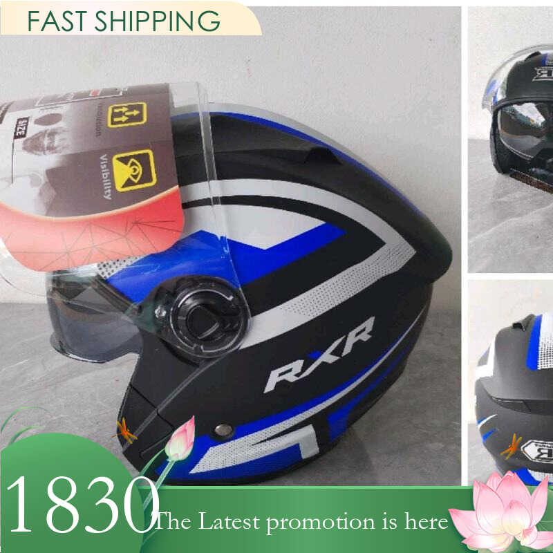 Motorcycle Helmet Rxr Half Face Dual Visor 065C-3 Size Medium | Shopee ...