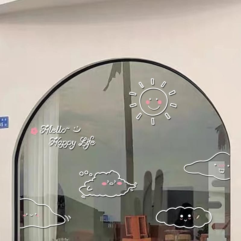 Small Fresh and Cute Glass Door Decoration Stickers Shopping Mall ...
