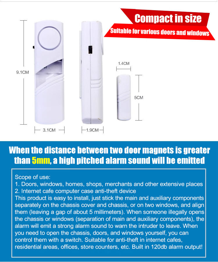 Wireless door and window alarm/inductive alarm antitheft Door and ...