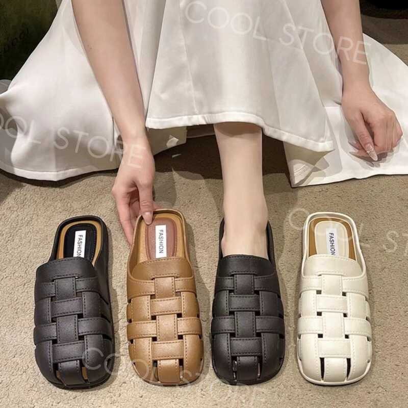 Cool Store Unique Closed Toe Flat Mules/ Half Rubber Material Slip On ...
