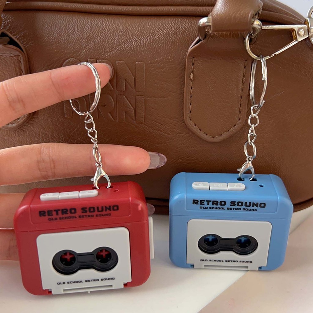 Retro Tape Recorder Keychain Small Box Recorder Music Player Friends ...