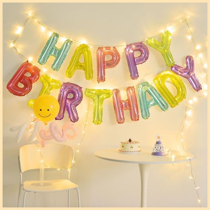 16 inch Crystal Color Happy birthday letter foil set Balloon set ...