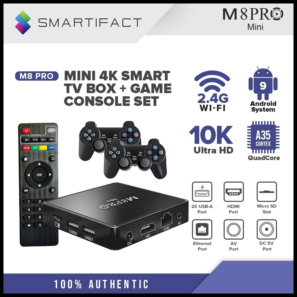 Smartifact M8 PRO Mini 4K Smart Tv Box + Game Console Set Support 2.4g ...