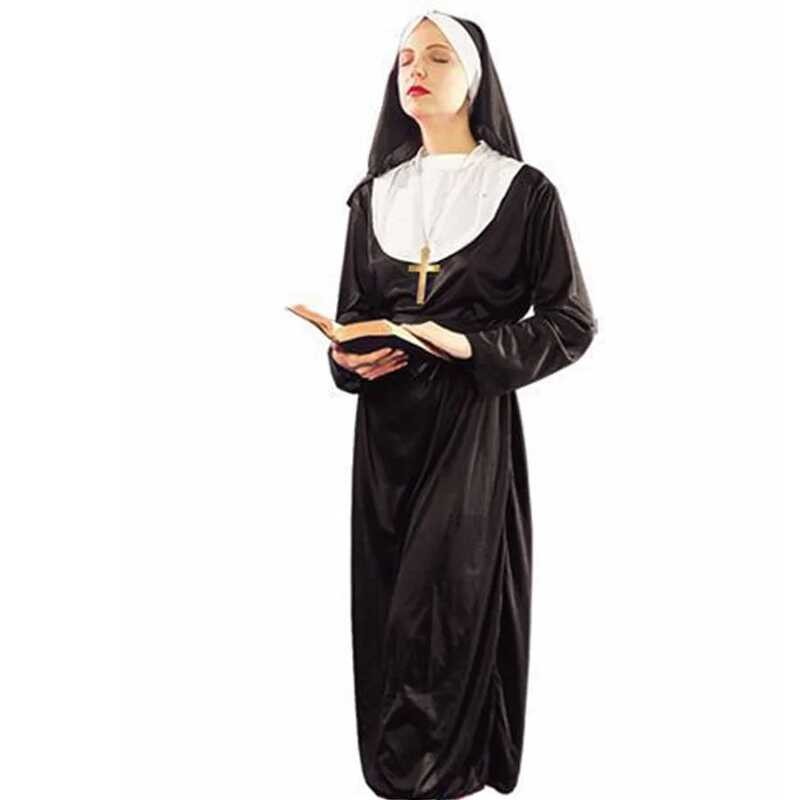 Nun Women's Costume Traditional Adult Sister Black Robe Religious ...