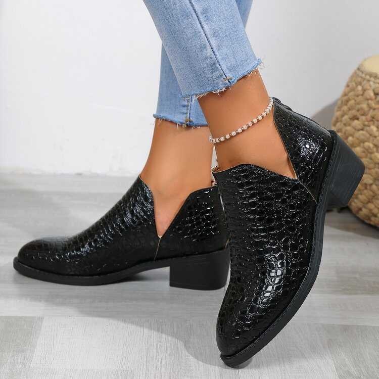 New British Style Leather Boots Single Boots Martin Boots Back Zipper ...