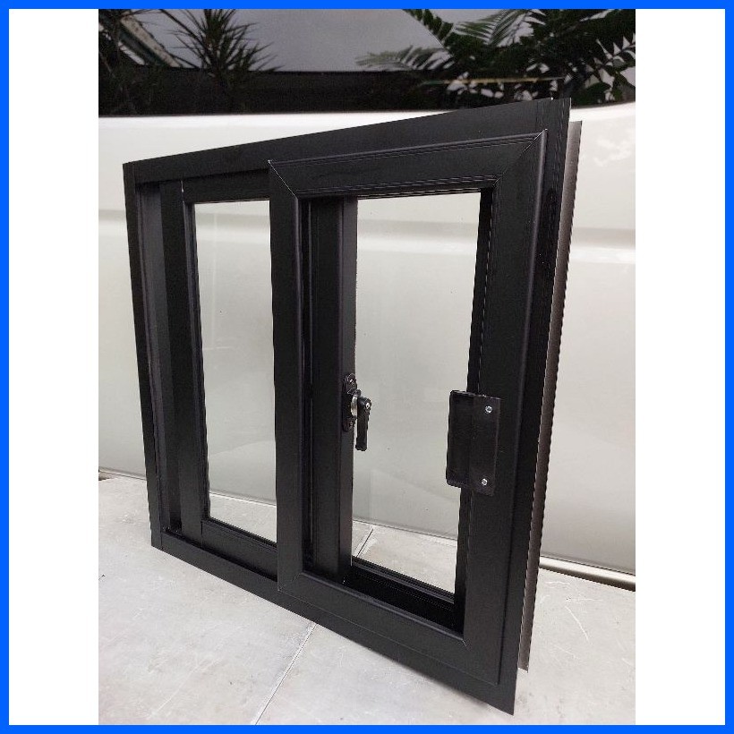 ๑ ♝ Aluminum sliding window with screen 60cm ×60cm matte black (new ...