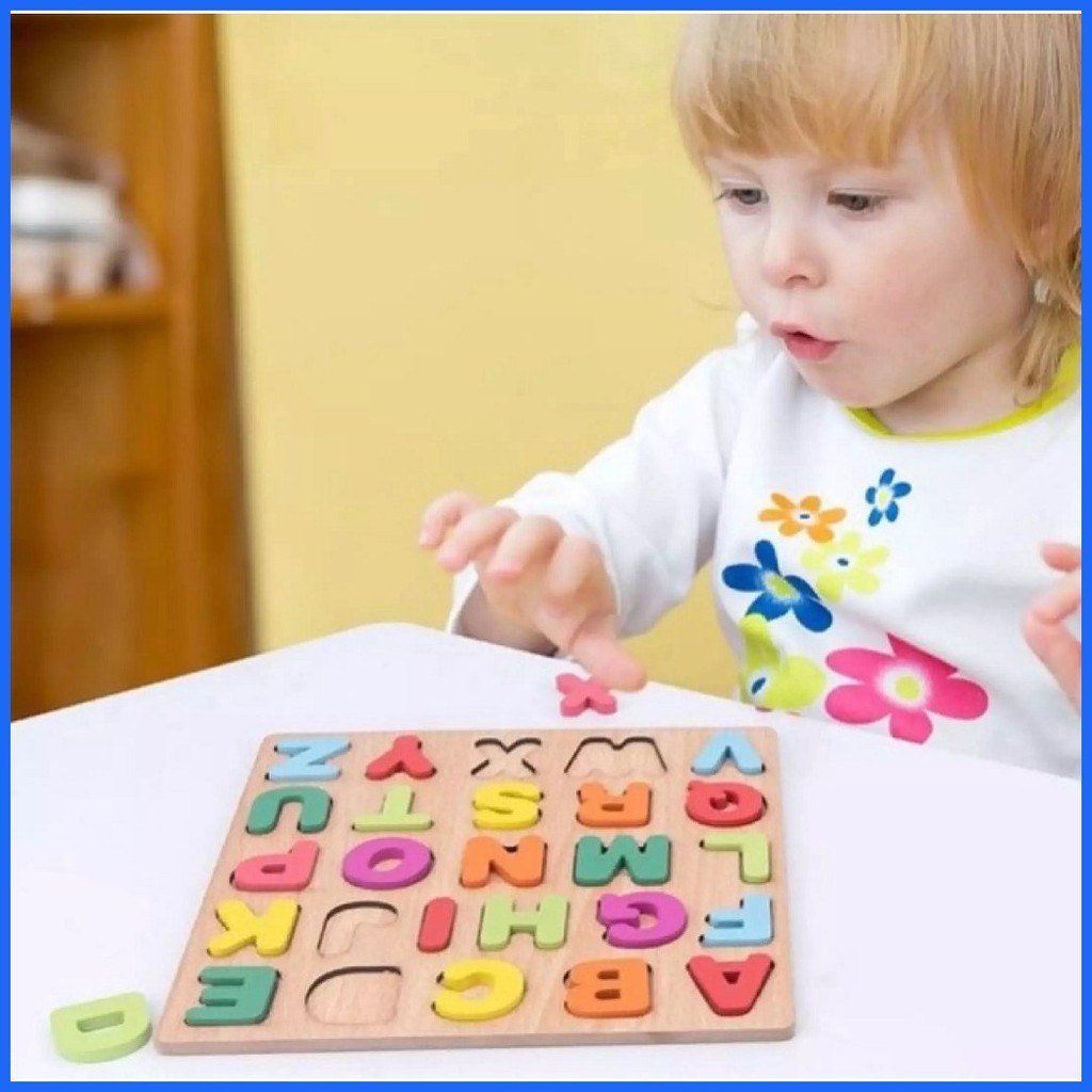 macg】Alphabet Digital Puzzle Wooden Toys Kid Number Letters shape ...