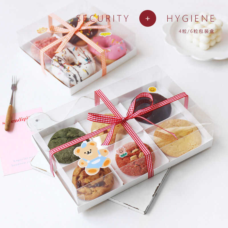 4 Grid Plaid 6 Grid Cake Dessert Box Transparent Box Donut Puff Brownie ...