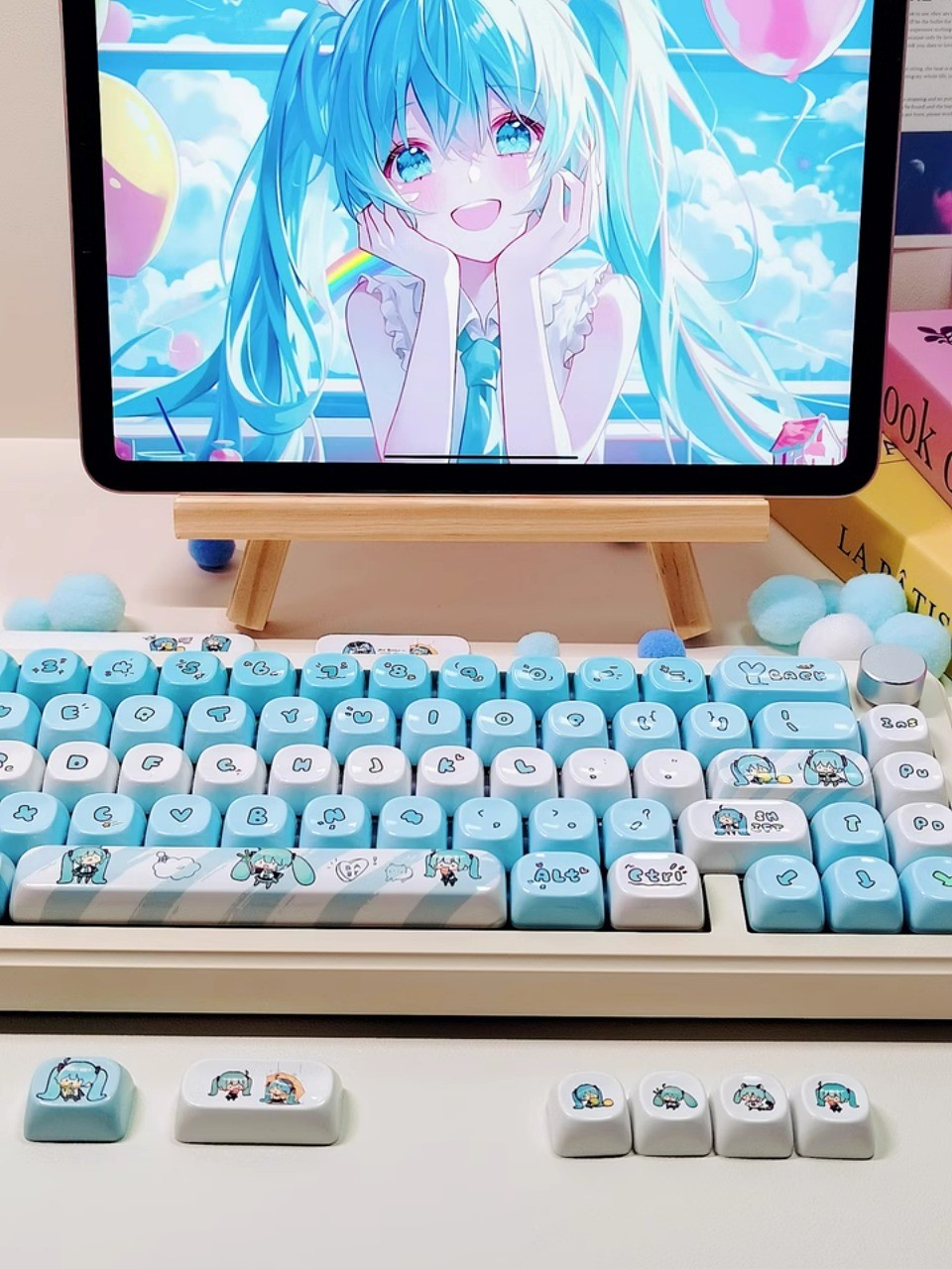 Miku Keycap MOA Profile 130 Keys PBT Dye Sublimation Round Porcelain ...
