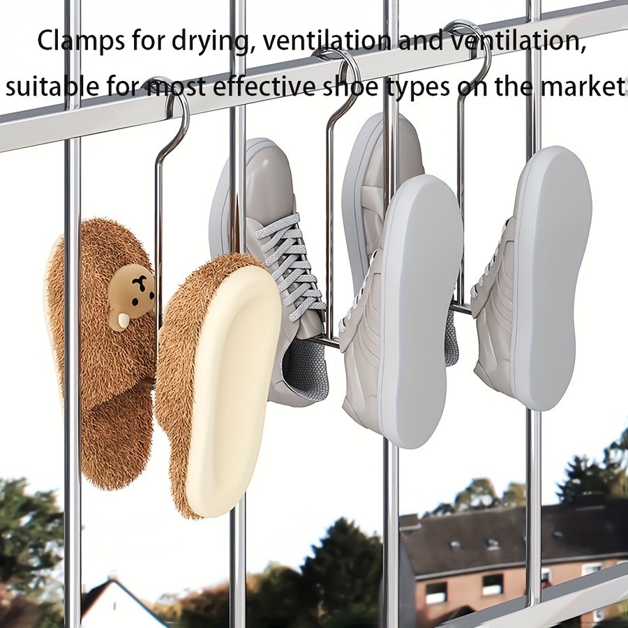 1/3PCS Stainless Steel Shoe Drying Rack Metal Hanging Shoe Organizer ...