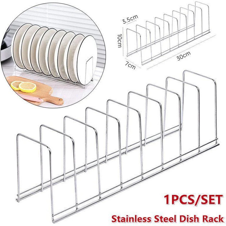 Kitchen Dish Bowl Draining Rack Stainless Steel Pot Lid Plate Organizer ...