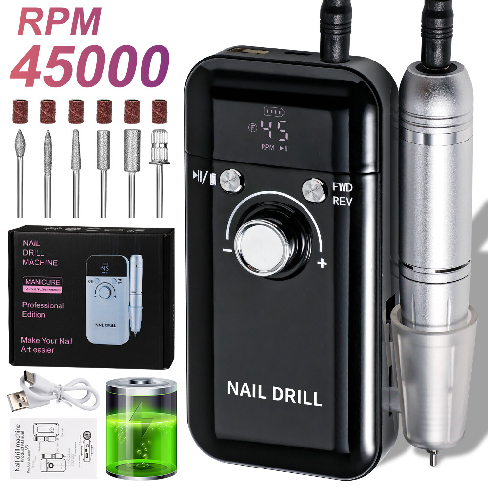 Rechargeable 45000rpm Electric Nail Drill Machine for Gel Nail Polish ...