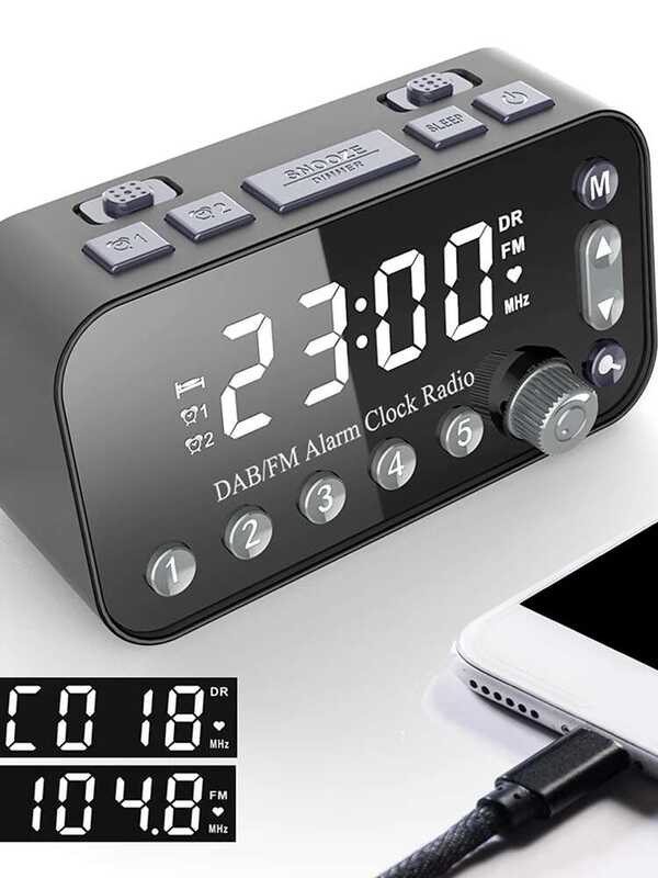 A1 Digital Desktop Alarm Clock Dual USB Charging Port DAB FM Radio With ...