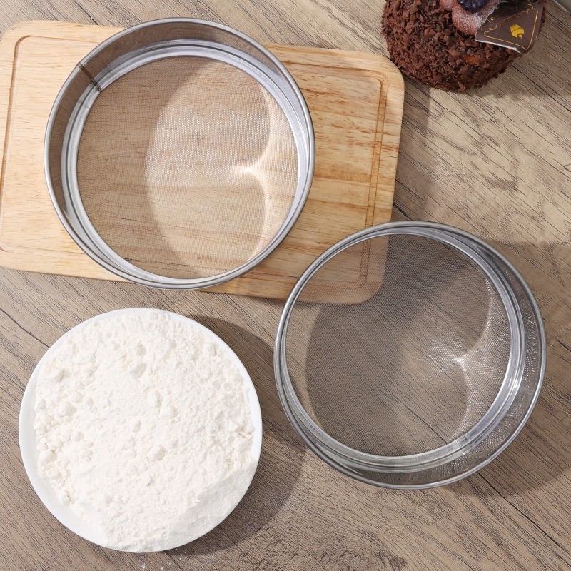Stainless Steel Round Flour Sieve Kitchen White Sugar Filter Cake ...