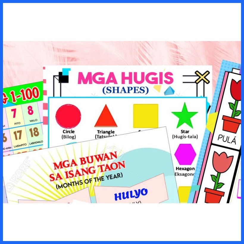 Tagalog Chart ,Kulay, Hugis, Bilang, Bahagi ng katawan, Buwan sa isang ...