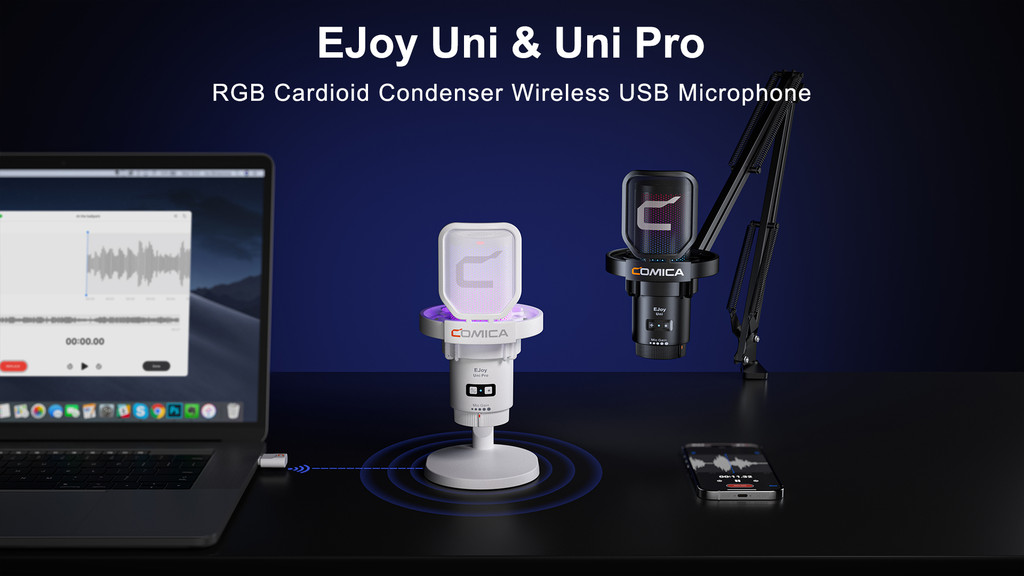 COMICA EJoy D10(D) Microphone Dynamique Cardioïde RVB Blanc