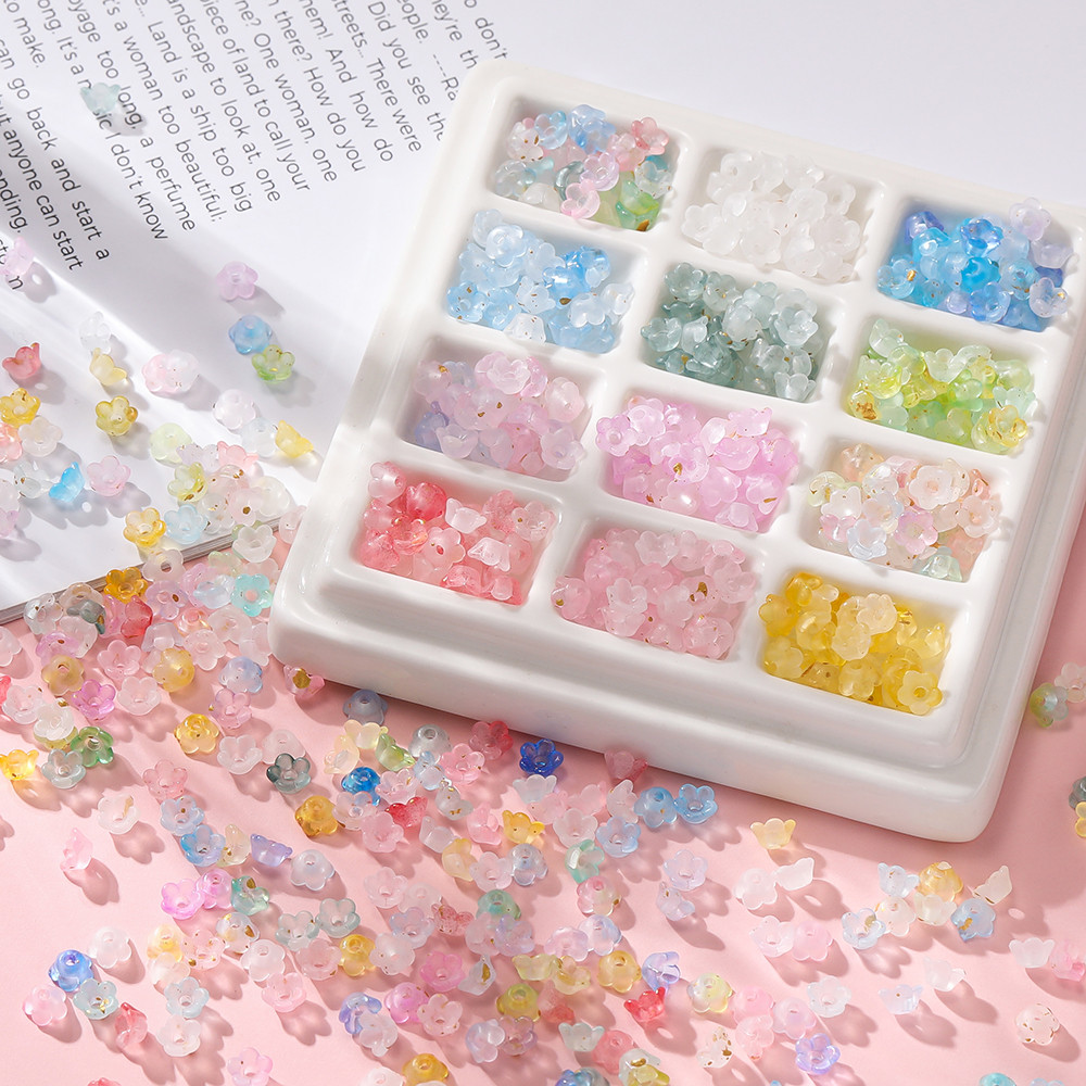 St. kunkka 50Pcs Acrylic Gradient Flower Beads 5.5 * 6mm Lily of the ...