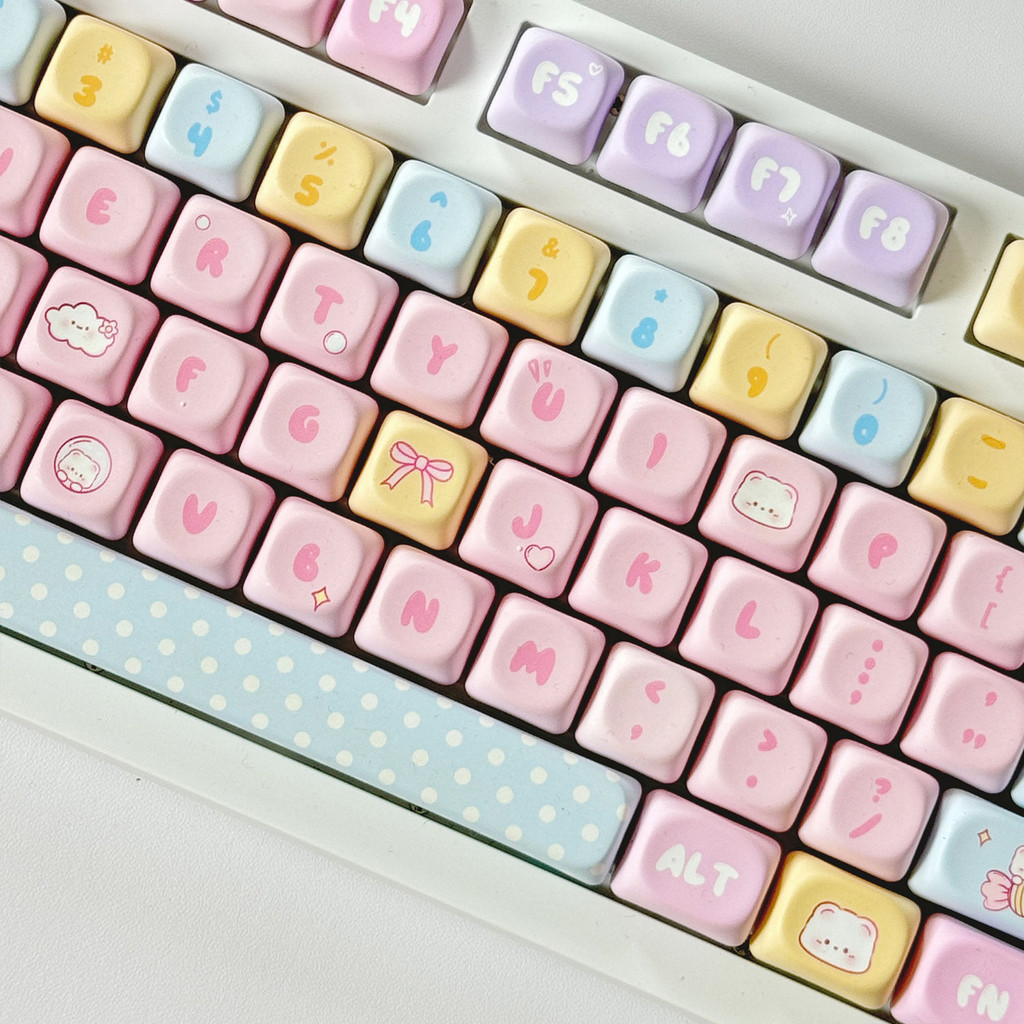 PBT Keycap MOA Candy Bear Pink Theme Keycap Five Sided Dye Sublimation ...