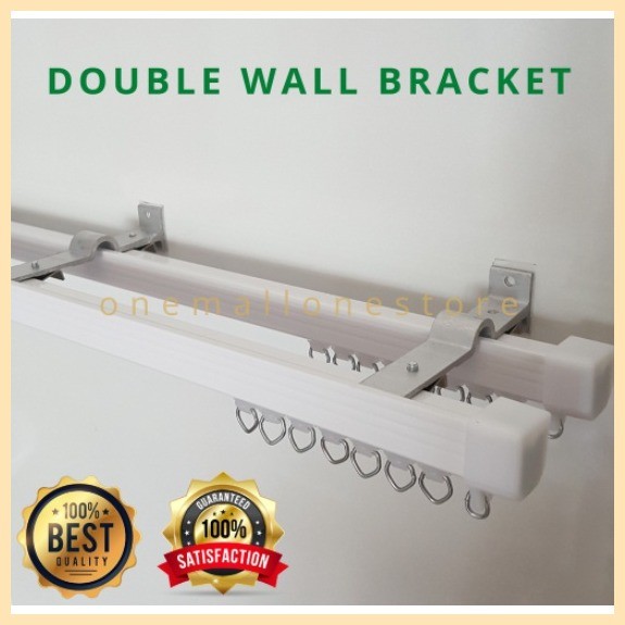 Heavy Duty Curtain Langsir Color: WHITE DOUBLE Track Batang Rail ...
