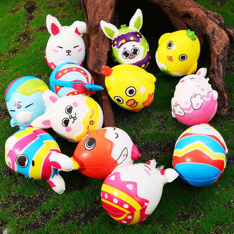 Mini Cute Easter Rabbit Colored Egg Squeeze Vent Toy - Soft PU Hand ...