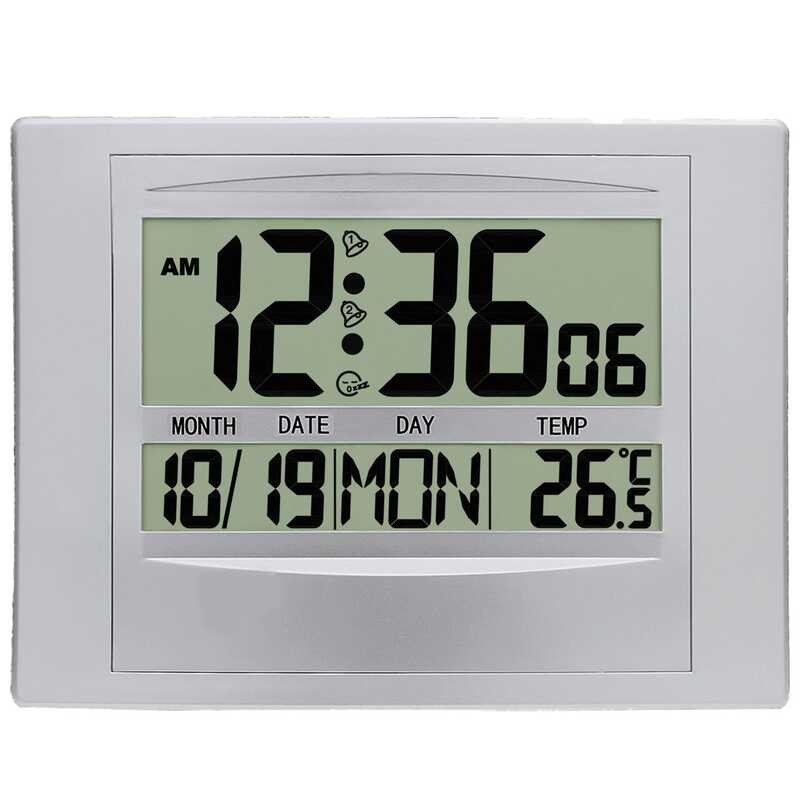 Sier Digital Wall Clocks Atomic Desk Alarm Large Display Battery ...