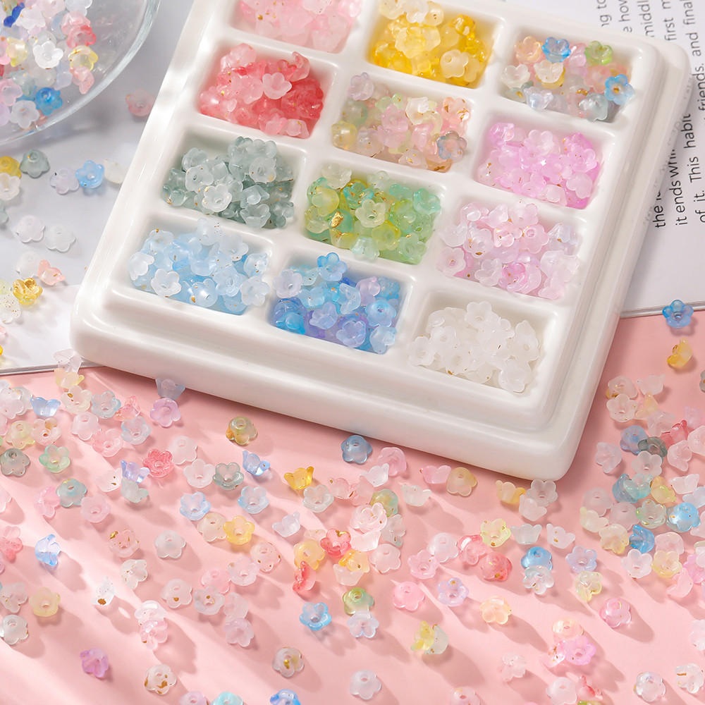 St. kunkka 50Pcs Acrylic Gradient Flower Beads 5.5 * 6mm Lily of the ...