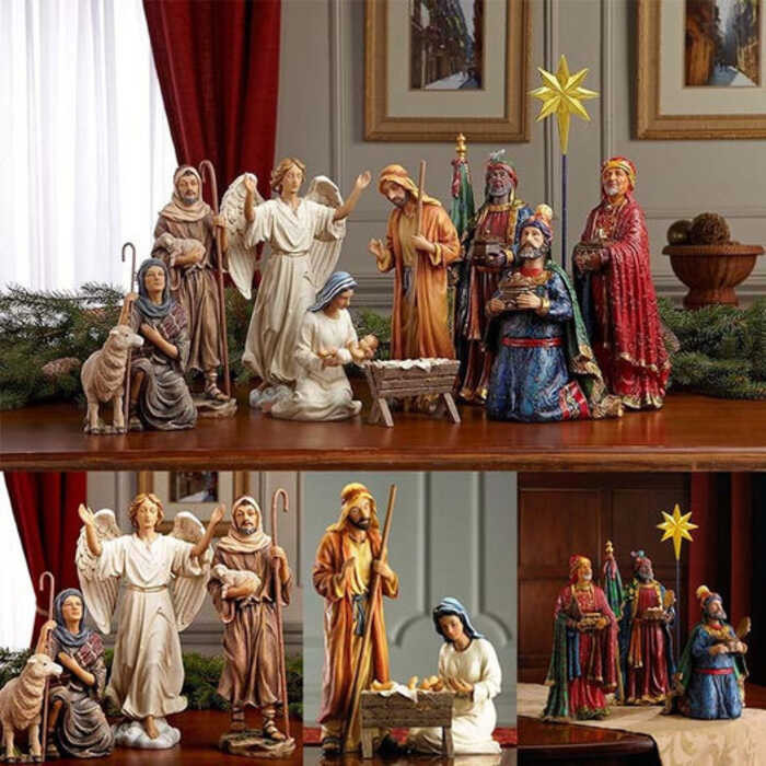 THREE KINGS GIFTS Krippen-Set Aus Metall – 4-teilig Mit Hirten, Esel & Kamel, Für Den Außenbereich