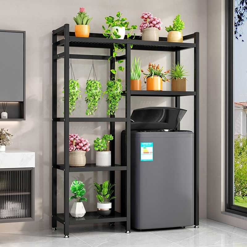 Double tube floor to ceiling balcony upper shelf rack, washing machine ...