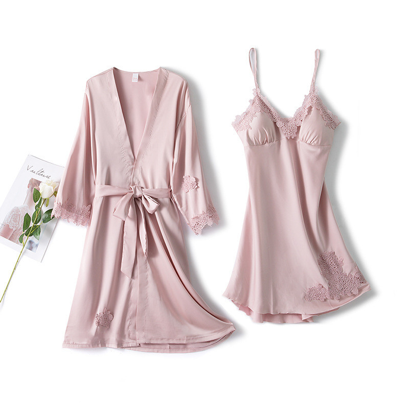 Cute Pink Ruffled Patchwork Pajamas Two Piece Set Long Sleeve