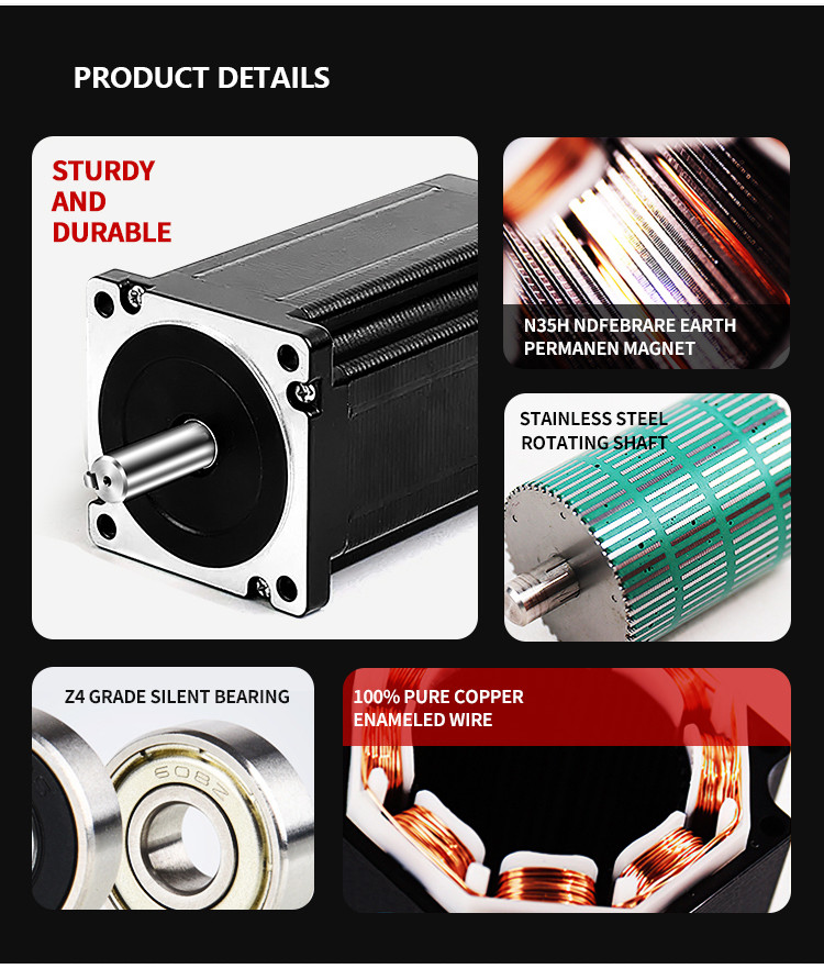 Nema34 Stepper Motor 1.8 Degree 2 Phase High Torque 12N.m Nema 34 ...