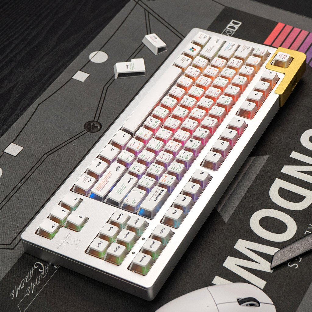 140Keys Minimalist White BOW keycaps RGB PBT+PC Light through Japanese ...